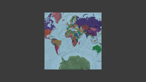 Quadratischer Rahmen Der Großformatigen Weltkarte Einer Schrägen Van Der Grinten — Stockfoto