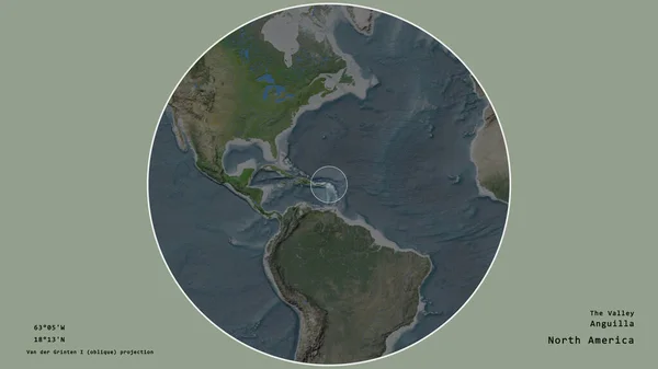 Área Anguilla Marcada Com Círculo Mapa Grande Escala Continente Isolado — Fotografia de Stock