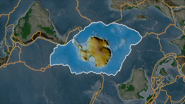 Obrys Tektonické Desky Antarktidy Fyzické Mapě Oddělené Desaturací Přilehlých Oblastí — Stock fotografie