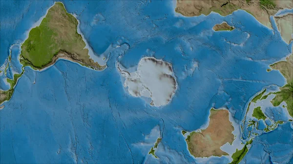 Barrios Antártida Placa Tectónica Satélite Mapa Proyección Van Der Grinten — Foto de Stock