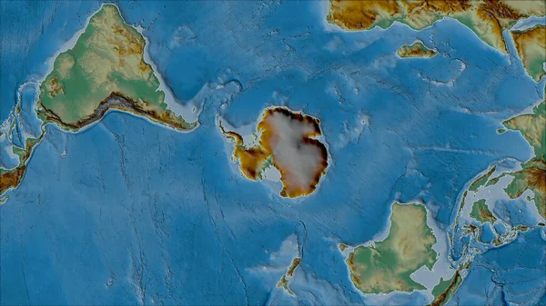 Barrios Antártida Placa Tectónica Mapa Relieve Proyección Van Der Grinten —  Fotos de Stock