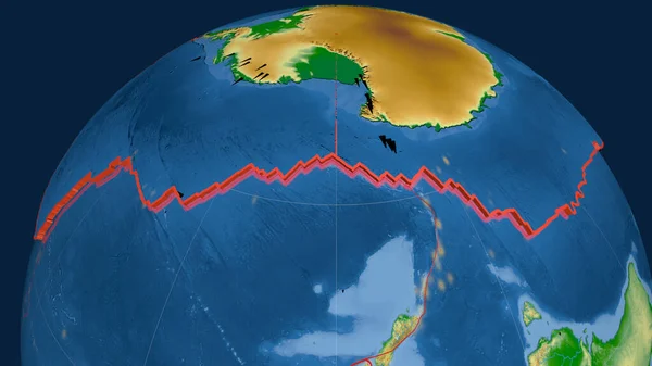 Placa Tectónica Antártida Extrudida Globo Mapa Físico Cor Renderização — Fotografia de Stock