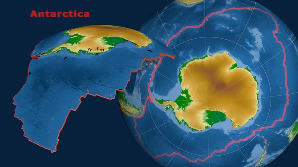 Placa Tectônica Antártica Descrita Extrudida Apresentada Contra Globo Mapa Físico — Fotografia de Stock