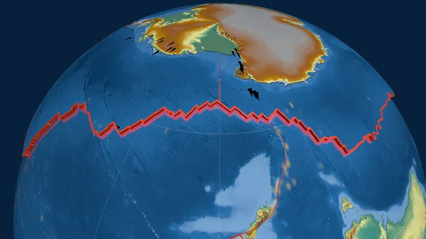 Placa Tectónica Antártida Extrudida Globo Mapa Topográfico Relevo Renderização — Fotografia de Stock
