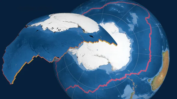 Placa Tectónica Antártica Extruida Presentada Contra Globo Imágenes Satelitales Renderizado — Foto de Stock