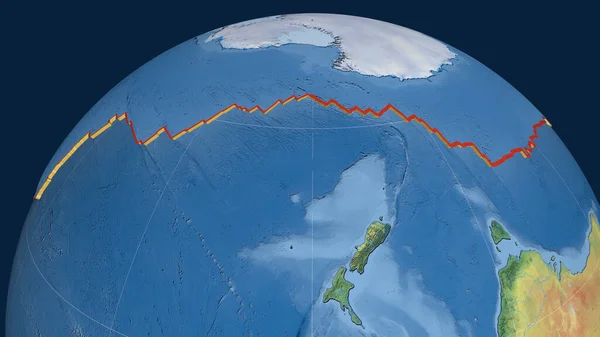 Placa Tectónica Antártida Extrudida Globo Mapa Topográfico Natural Terra Renderização — Fotografia de Stock