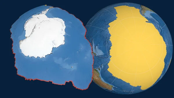 南極プレートは 地球に押し出され 提示されました 衛星画像 3Dレンダリング — ストック写真