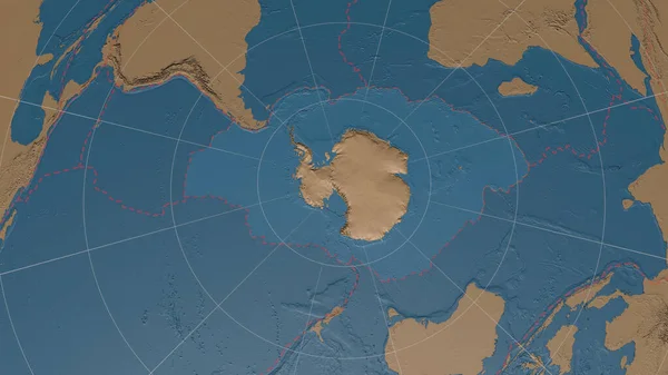 Antarctic Tectonic Plate Overview Global Grayscale Elevation Map Azimuthal Equidistant — Photo