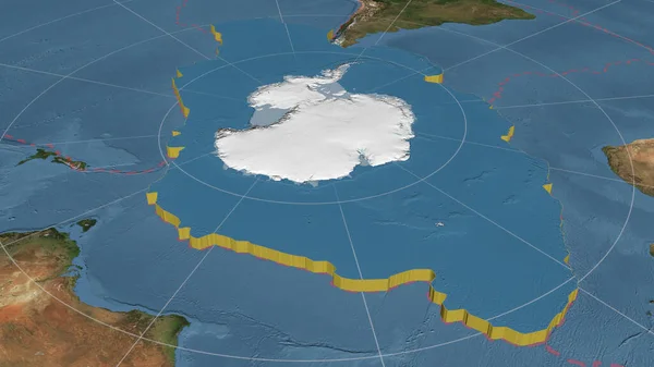 Plaque Tectonique Antarctique Agrandie Extrudée Tournée Vers Côté Est Imagerie — Photo