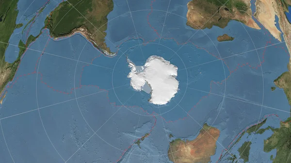 Vista General Placa Tectónica Antártica Las Imágenes Satelitales Globales Proyección — Foto de Stock