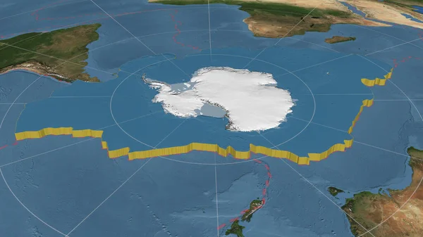 Placa Tectónica Antártica Agrandada Extruida Girada Hacia Lado Sur Las — Foto de Stock