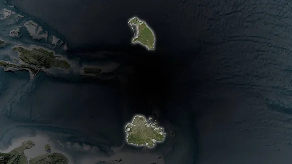 Zone Île Barbuda Est Agrandie Brillé Sur Fond Sombre Ses — Photo