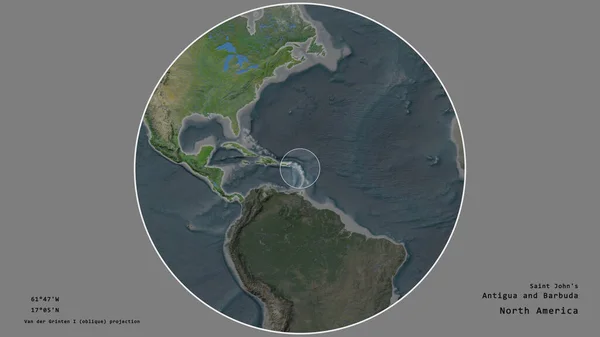 Oblast Antiguy Označená Kruhem Rozsáhlé Mapě Kontinentu Izolované Odkrytého Pozadí — Stock fotografie