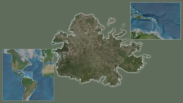 Крупный План Антигуа Расположение Регионе Центре Крупномасштабной Карты Мира Спутниковые — стоковое фото