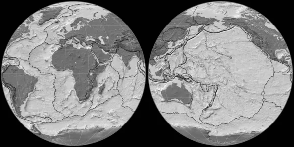 Weltkarte Der Apian Projektion Mittig Auf Dem Östlichen Längengrad Bilevel — Stockfoto