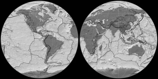 Mapa Del Mundo Proyección Apian Centrado Longitud Oeste Mapa Topográfico — Foto de Stock