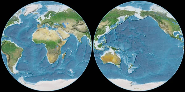 Světová Mapa Projekci Apian Soustředila Východní Délky Satelitní Snímky Syrový — Stock fotografie
