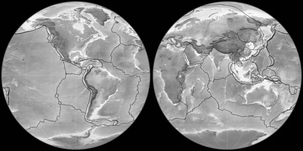 Mappa Del Mondo Nella Proiezione Apica Centrata Sulla Longitudine Ovest — Foto Stock