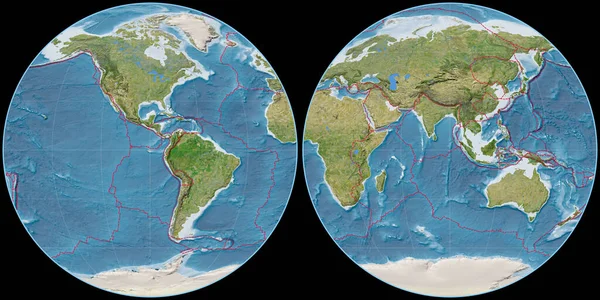 Carte Monde Dans Projection Apian Centrée Sur Longitude Ouest Imagerie — Photo