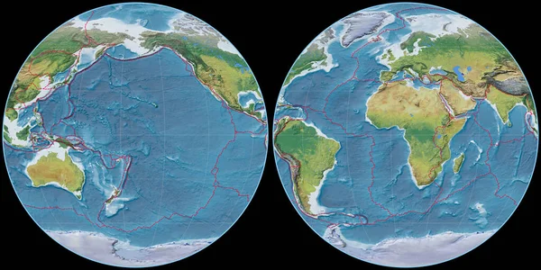 Mapa Del Mundo Proyección Apian Centrado 170 Longitud Oeste Características — Foto de Stock