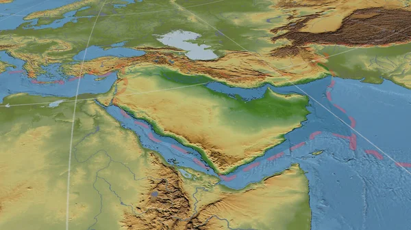 Panoramica Delle Placche Tettoniche Arabe Mappa Fisica Colori Globale Nella — Foto Stock