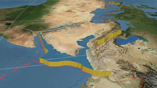 Тектонічна Плита Арабіана Розширила Розширила Повернула Східну Сторону Глобальні Супутникові — стокове фото