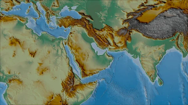 Områden Den Arabiska Tektoniska Plattan Reliefkartan Van Der Grinten Projektion — Stockfoto