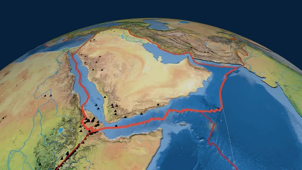 Arabische Tektonische Plaat Geschetst Aardbol Topografische Kaart Van Natuurlijke Aarde — Stockfoto