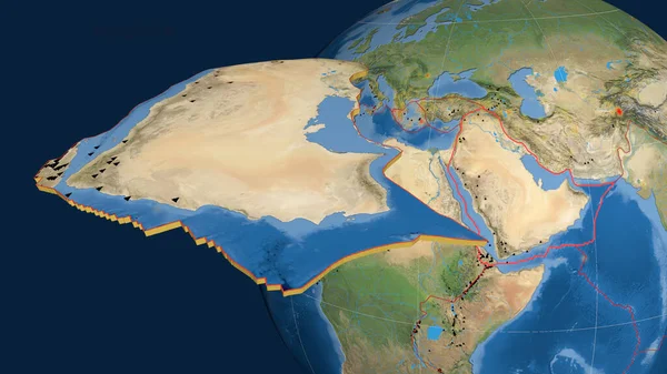 Αραβική Τεκτονική Πλάκα Εξωθείται Και Παρουσιάζεται Κατά Της Σφαίρας Δορυφορικές — Φωτογραφία Αρχείου
