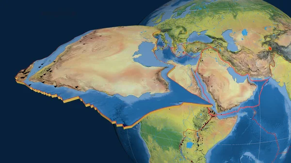 Arabische Tektonische Platte Extrudiert Und Gegen Den Globus Präsentiert Topographische — Stockfoto