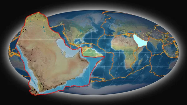 Arabisk Tektonisk Platta Extruderad Och Presenteras Mot Den Globala Topografiska — Stockfoto