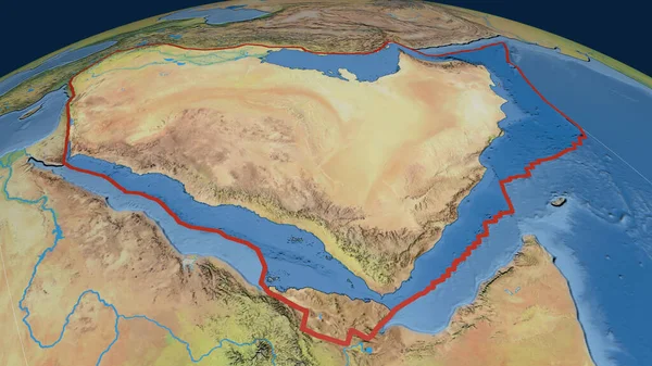 Аравійська Тектонічна Плита Була Викладена Земній Кулі Природна Топографічна Карта — стокове фото