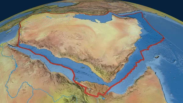 Аравійська Тектонічна Плита Була Викладена Земній Кулі Топографічна Карта Візуалізація — стокове фото
