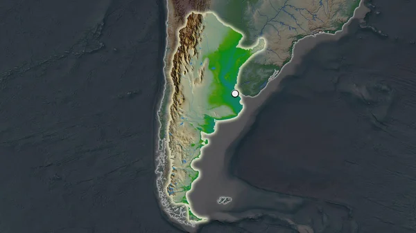 Det Markerade Området Argentina Med Huvudstaden Den Desaturerade Kartan Över — Stockfoto