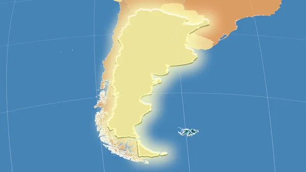 Argentina Seu Bairro Perspectiva Oblíqua Distante Forma Brilhou Mapa Cores — Fotografia de Stock