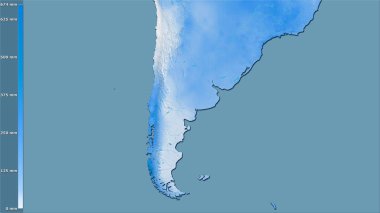 Arjantin bölgesindeki en nemli ayın yağışı efsanevi stereografik projeksiyonla - raster tabakalarının ham bileşimi
