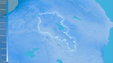 Efsanevi stereografik projeksiyonda Ermenistan bölgesinde yıllık yağış - ışık saçan raster tabakalarının ham bileşimi