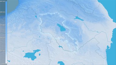 Efsanevi stereografik projeksiyonda Ermenistan bölgesinin en sıcak çeyreğinin yağışı - ışık saçan ana hatlı raster tabakalarının ham bileşimi