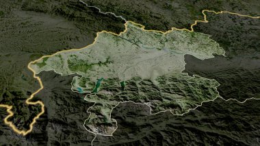 Oberosterreich - Avusturya devleti yakınlaştırıldı ve vurgulandı. Uydu görüntüleri. 3B görüntüleme