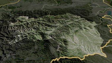 Steiermark - Avusturya devleti yakınlaştırıldı ve vurgulandı. Uydu görüntüleri. 3B görüntüleme
