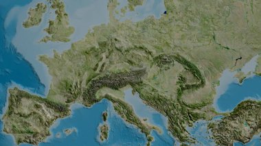 Avusturya yakınlaştı ve yakınlaştı. Uydu görüntüleri. 3B görüntüleme