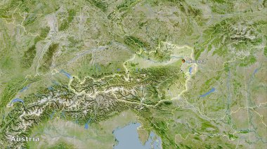 Uyduda Avusturya bölgesi stereografik projeksiyonda bir harita - ana bileşim