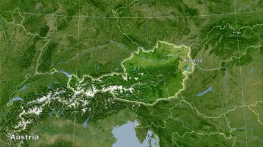 Stereografik projeksiyondaki B uydusunun Avusturya bölgesi - ana bileşimi