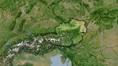 Stereografik projeksiyondaki Avusturya bölgesi C haritasında - koyu parlak dış hatları olan raster tabakalarının ham bileşimi
