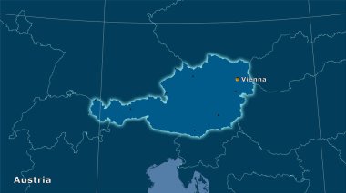 Stereografik projeksiyondaki sağlam harita üzerinde Avusturya alanı - ana bileşim