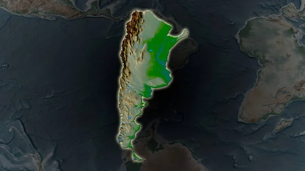 Argentiniens Gebiet Vergrößerte Sich Und Leuchtete Auf Einem Abgedunkelten Hintergrund — Stockfoto