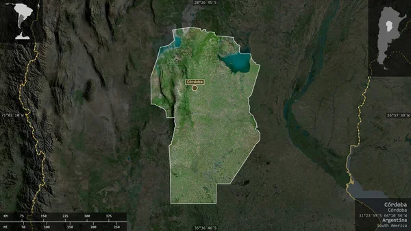 Κόρντομπα Επαρχία Της Αργεντινής Δορυφορικές Εικόνες Σχήμα Που Παρουσιάζεται Ενάντια — Φωτογραφία Αρχείου