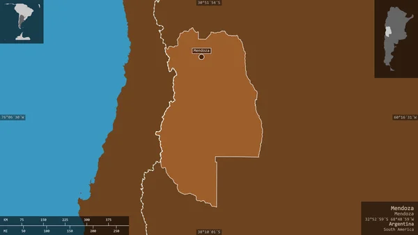 Mendoza Provincia Argentina Solidi Modellati Con Laghi Fiumi Forma Presentata — Foto Stock