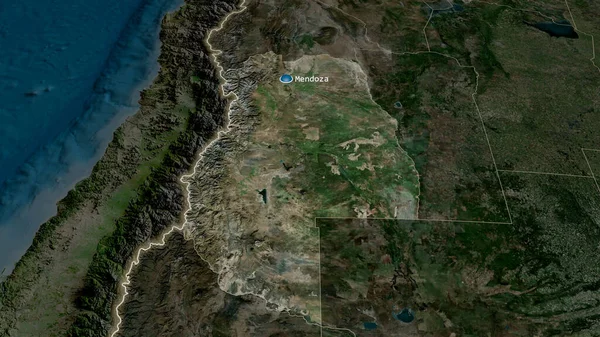 Mendoza Province Argentina Zoomed Highlighted Capital Satellite Imagery Rendering — Stock Photo, Image