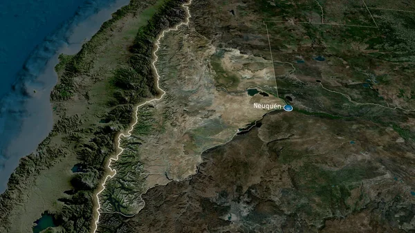 Neuquen Province Argentina Zoomed Highlighted Capital Satellite Imagery Rendering — Stock Photo, Image